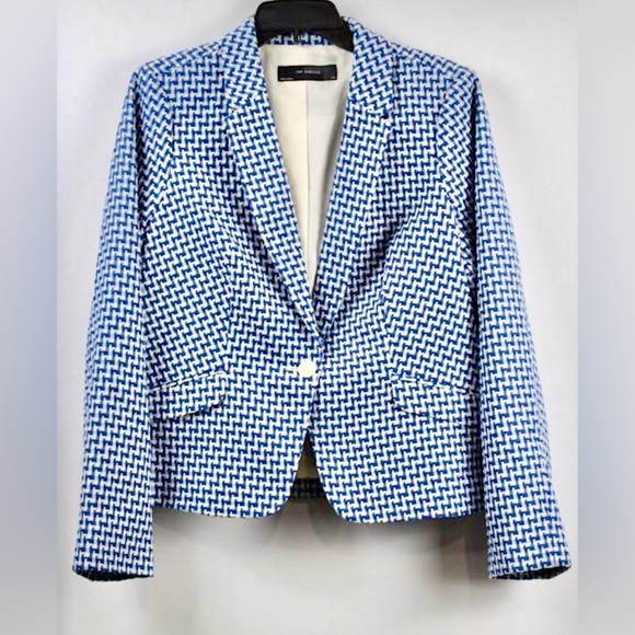 The Limited Jackets & Blazers - The Limited Blue White Single Button Jacket Womens - size L